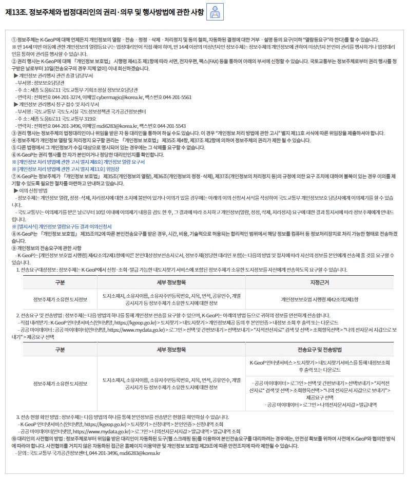 개인정보 처리방침 개정 전 - 제13조